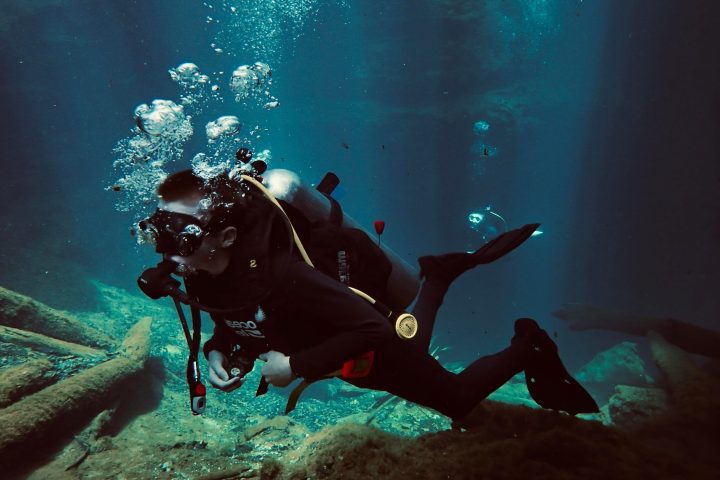 a man jumping in the water